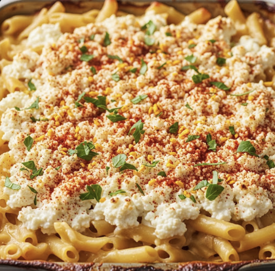 leichter Nudelauflauf mit körnigem Frischkäse und Paprika