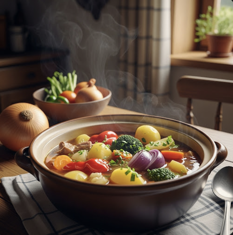 Leichter Bauerneintopf mit viel Gemüse und magerem Fleisch