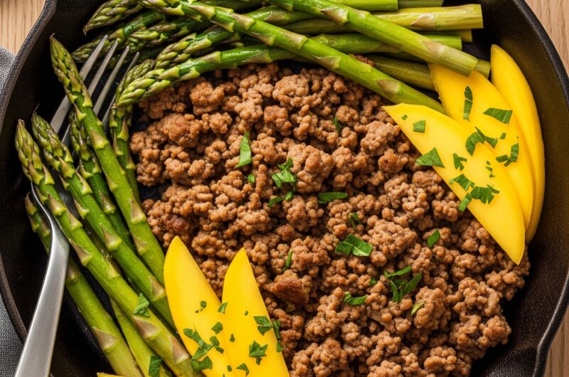 Eine Geschmacksexplosion: Hackfleisch-Spargel-Pfanne mit Mango