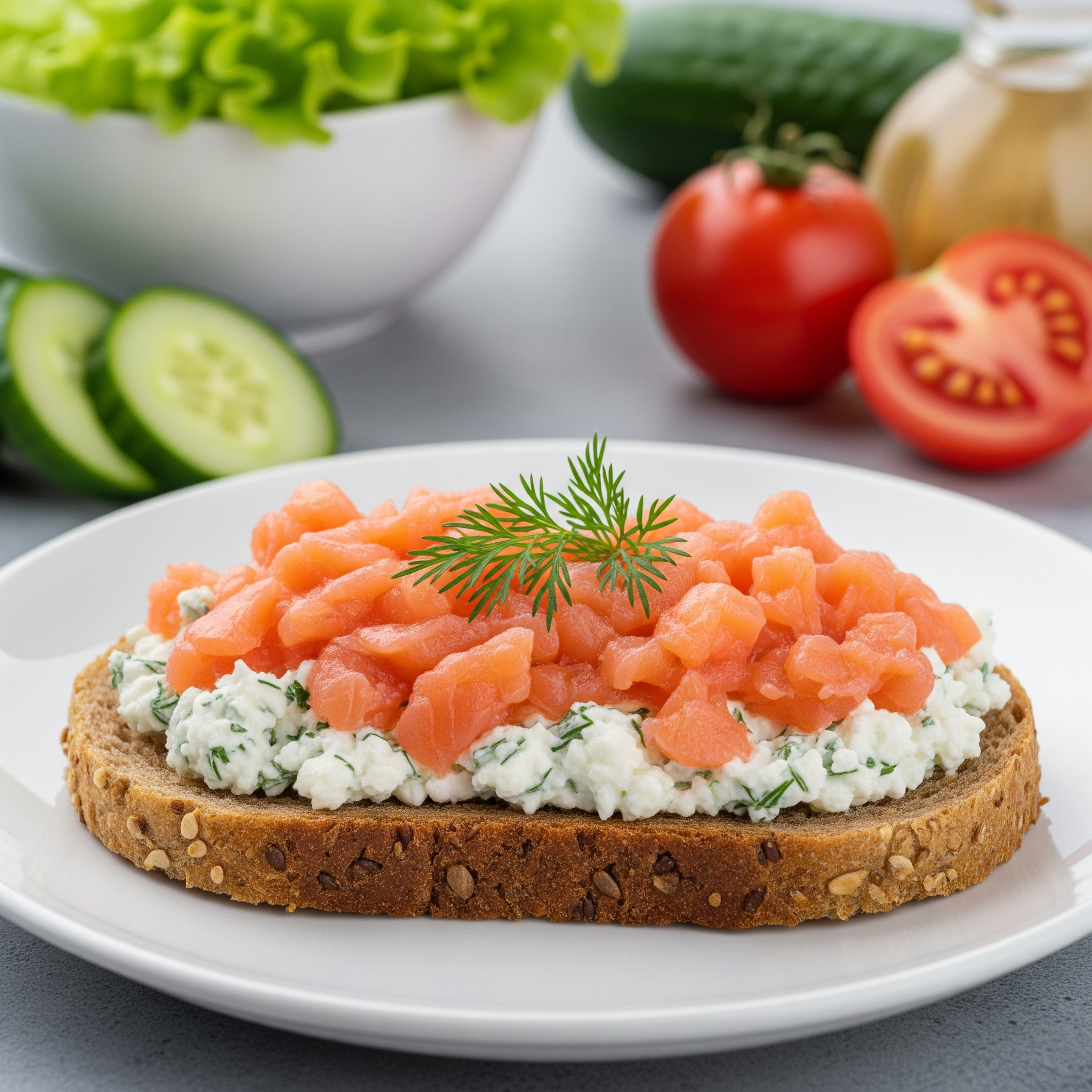 Lachstatar auf Vollkorntoast