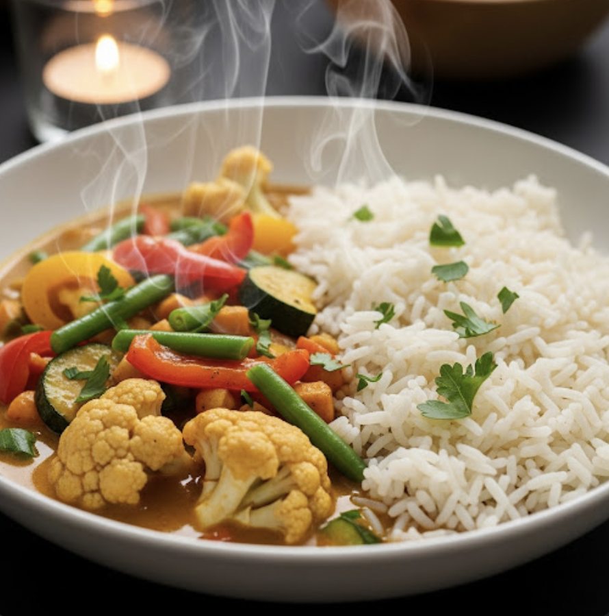 Curry mit Gemüse und Reis