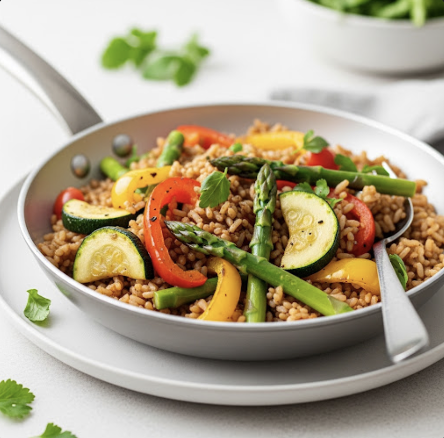 Leichte Reis-Gemüsepfanne