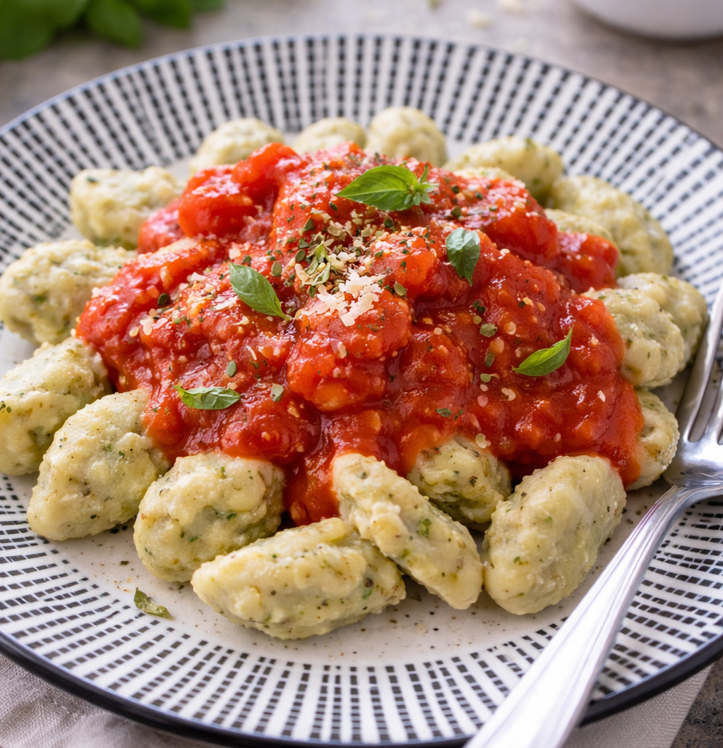 Brokkoli-Gnocchi mit Tomatensoße