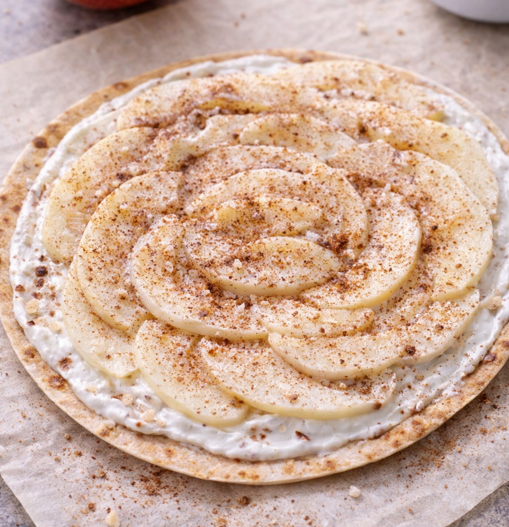 Apfelflammkuchen (Protein-Wrap)